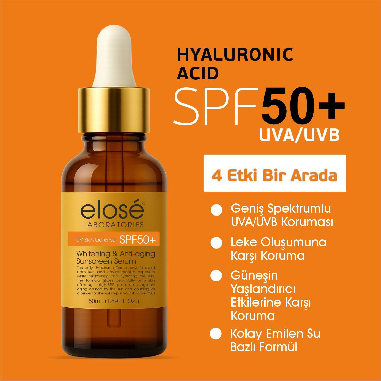 elose spf50+ hyaluronik asit İçeren leke ve kırışıklık karşıtı serum 50 ml