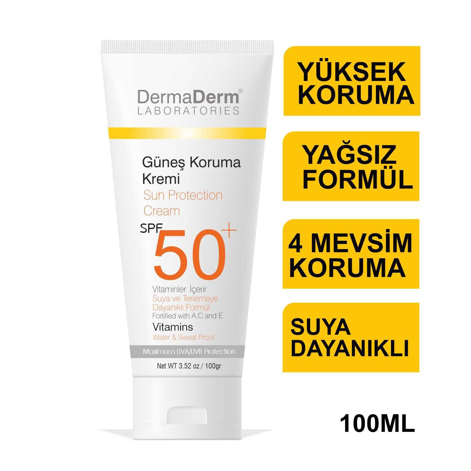 dermaderm spf50+ leke karşıtı güneş koruma kremi 100 ml