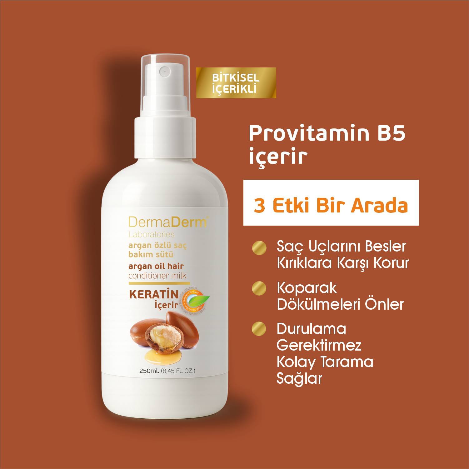 dermaderm argan yağı Özlü saç bakım sütü 250 ml