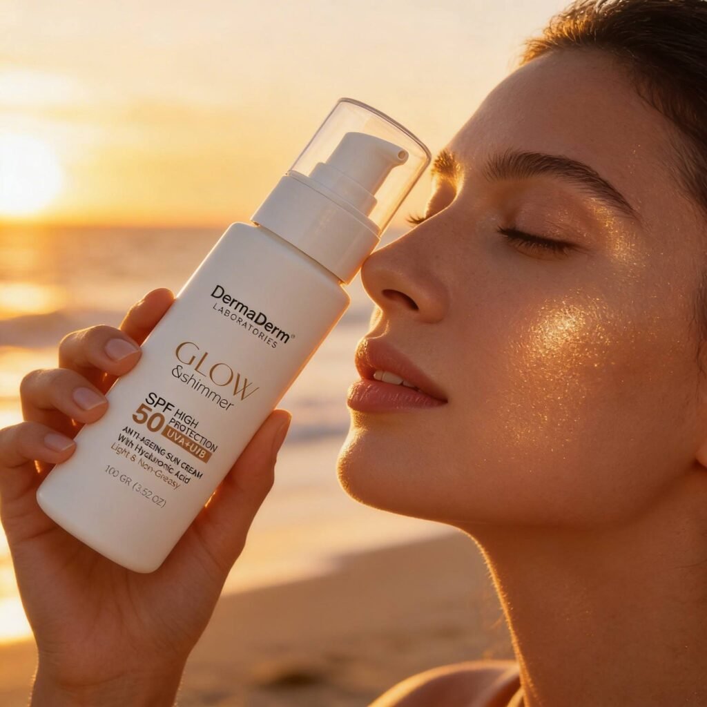 dermaderm güneş kremi spf50+ shimmer 100 ml