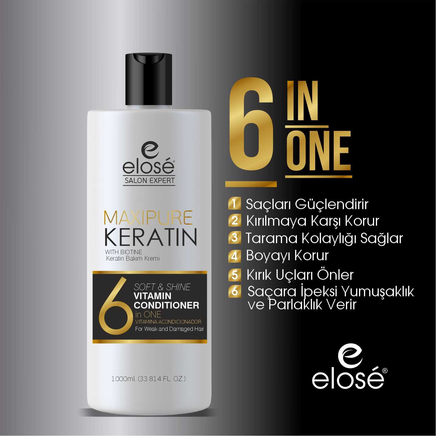elose keratin ve biotin saç bakım kremi yipranmış saçlar İçin 1000 ml