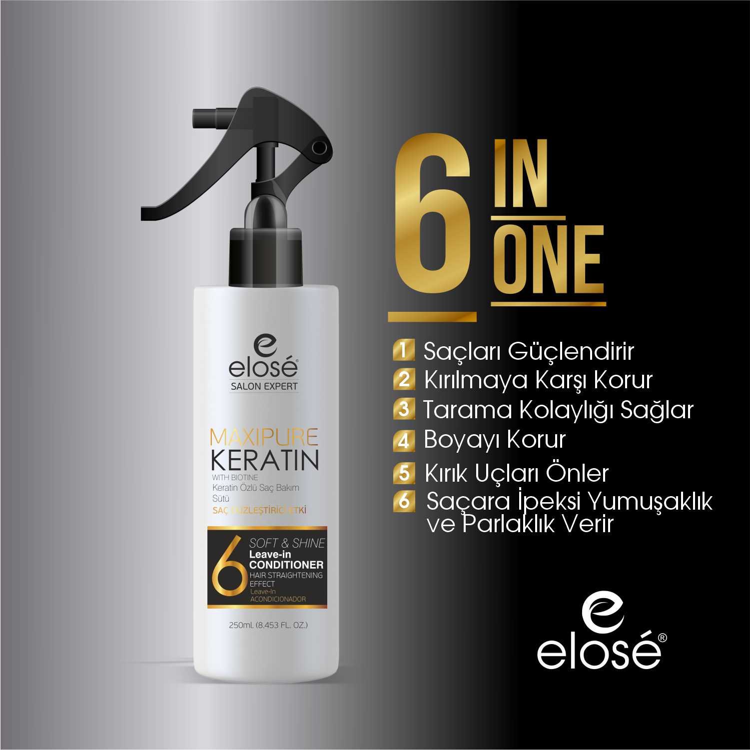 elose keratin ve biotin saç onarıcı bakım sütü 250 ml