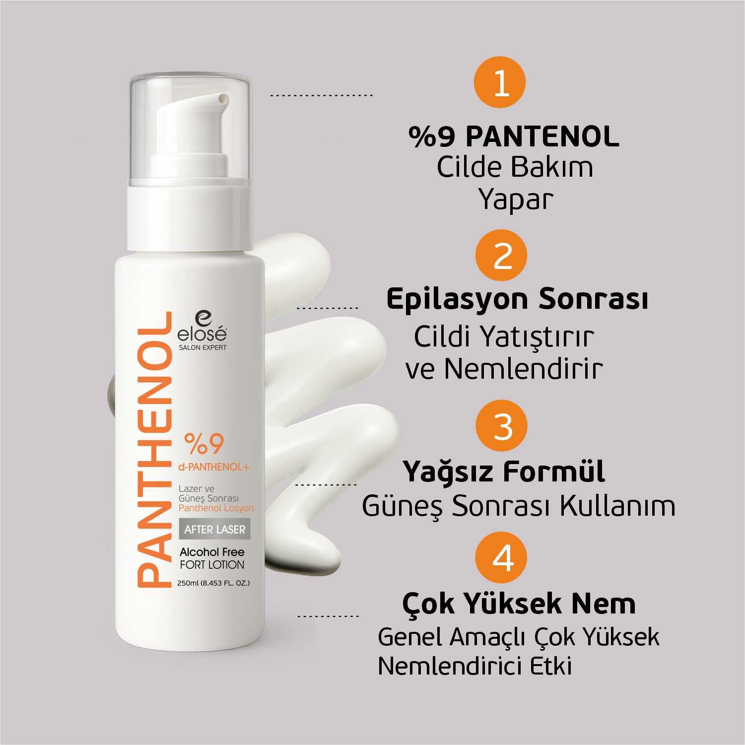 elose %9 pantenol nemlendirici cilt bakım losyonu losyon 250 ml