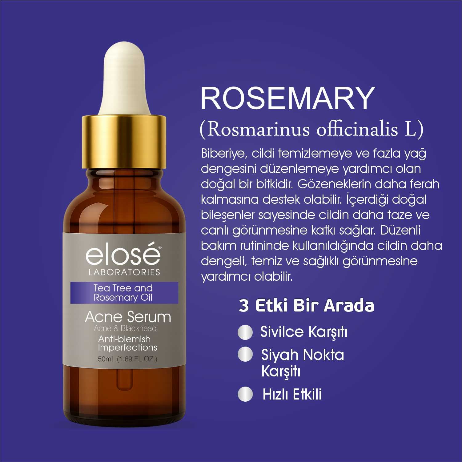 Sivilce Serumu (Çay Ağacı Özlü) 50 ml - Elose Bitkisel Bakım - Görsel 4