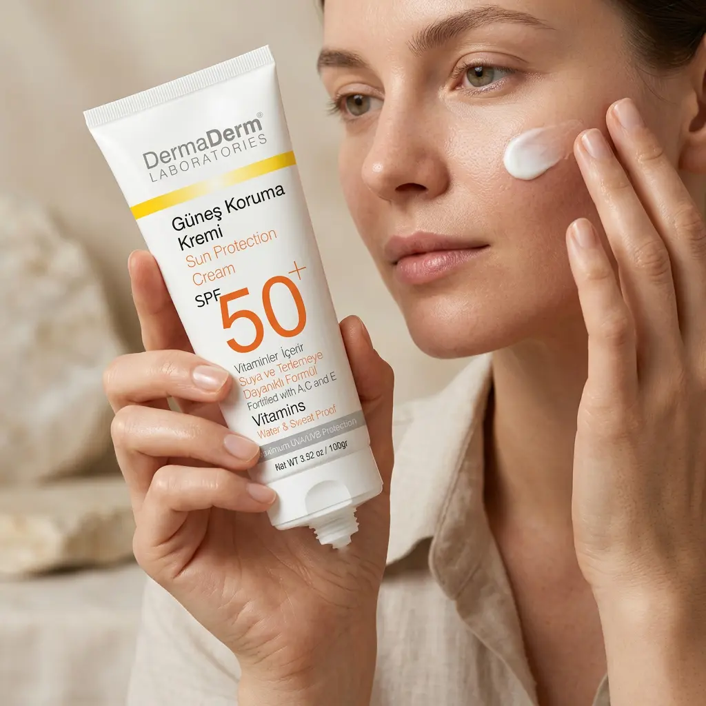 güneş kremi kaç saatte bir yenilenmeli SPF 50 dermaderm güneş kremi uygulaması