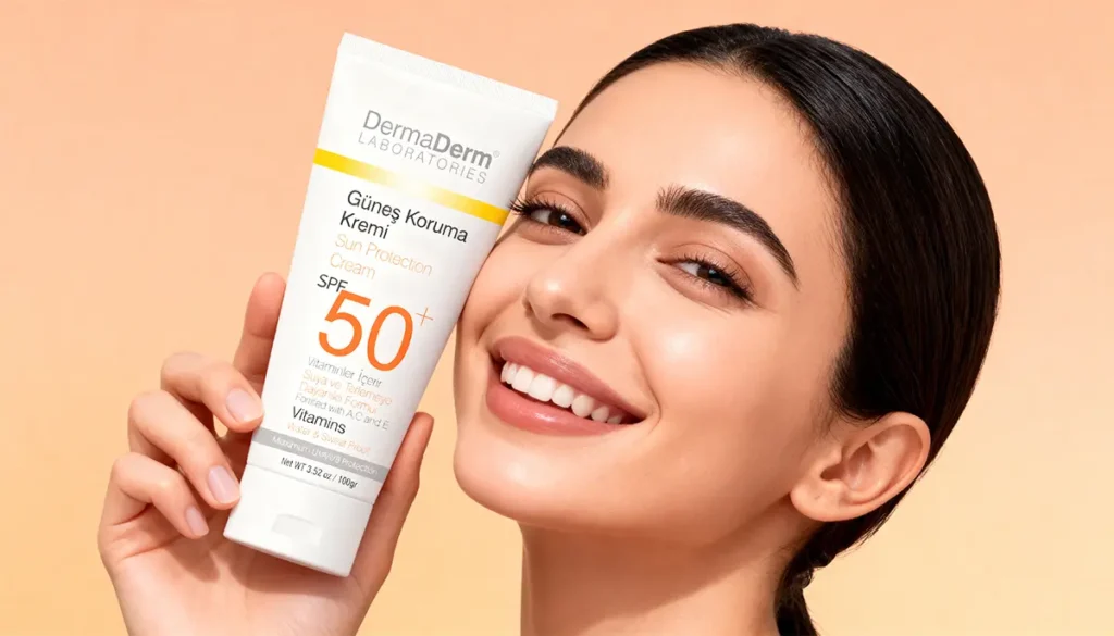 Dermaderm su bazlı güneş kremi SPF 50 yüz için hafif yapılı güneş koruyucu