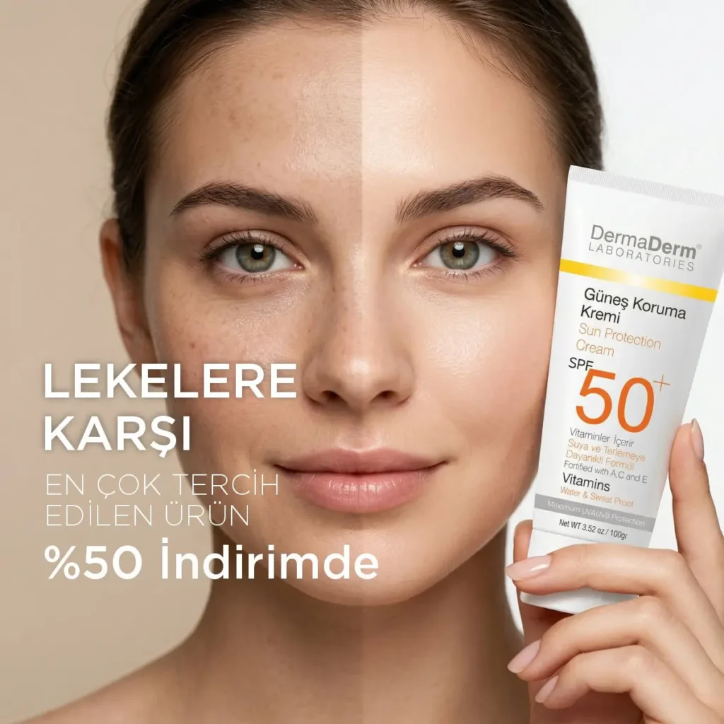 güneş lekelerine karşı krem öncesi sonrası etkisi %50 indirim dermaderm