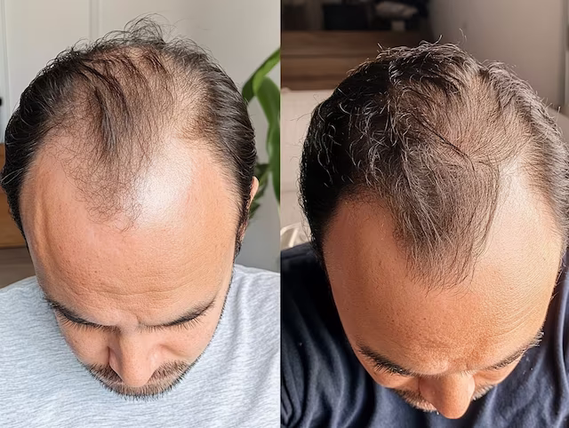 Erkek tipi saç dökülmesi tedavi öncesi ve sonrası karşılaştırma - Saç ekimi ve tedavi sonuçları