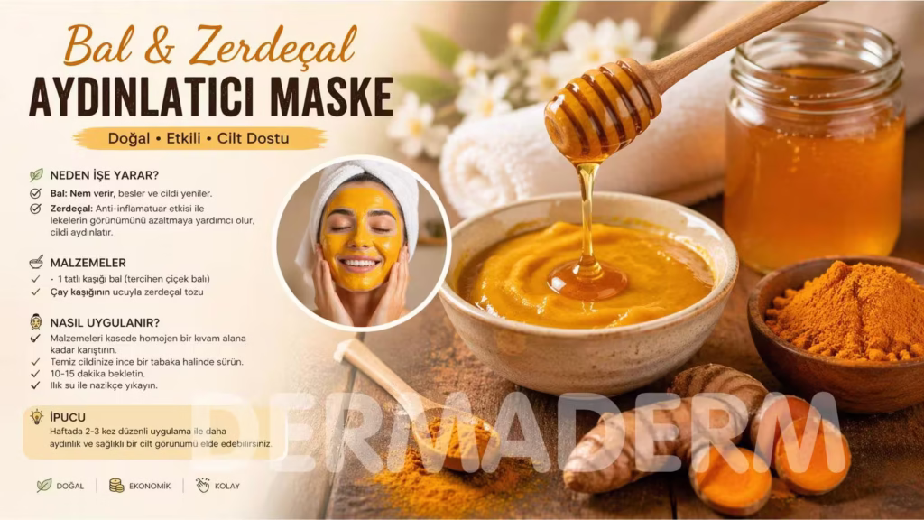güneş lekesi için bal ve zerdeçal maskesi tarifi, doğal cilt aydınlatıcı ev yapımı maske